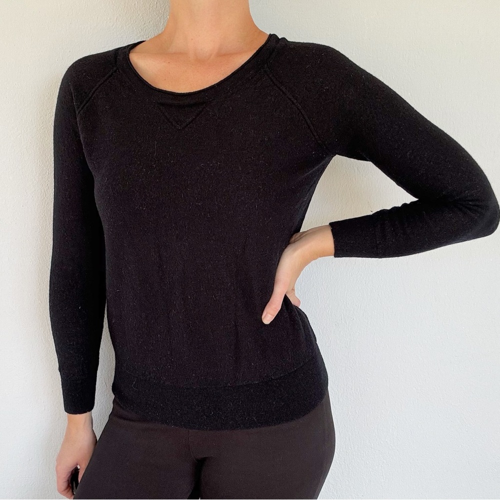 J. Crew black merino wool scoop neck long sleeve sweater size large